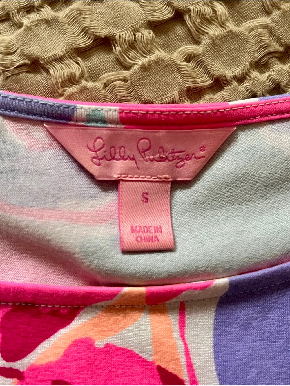 Lilly Pulitzer Pink, Purple & Aqua Floral Long Sleeve Shift Dress - Picture 5 of 5